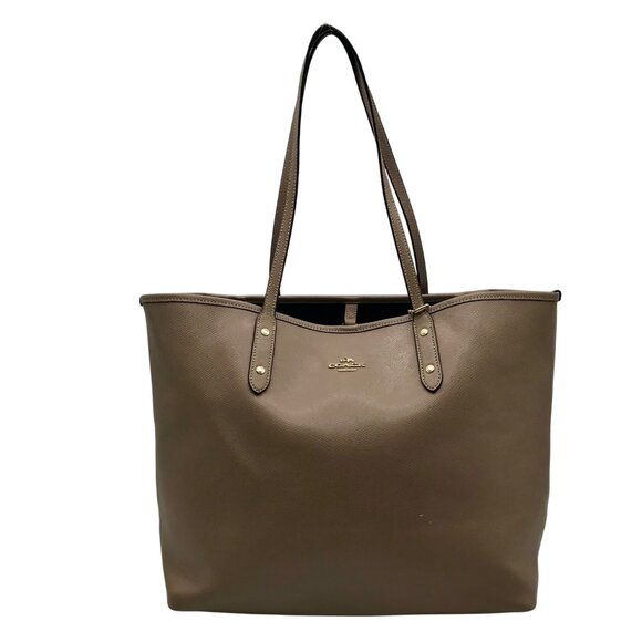 Coach Taupe Pebbled Leather City Tote Bag - Picture 1 of 11
